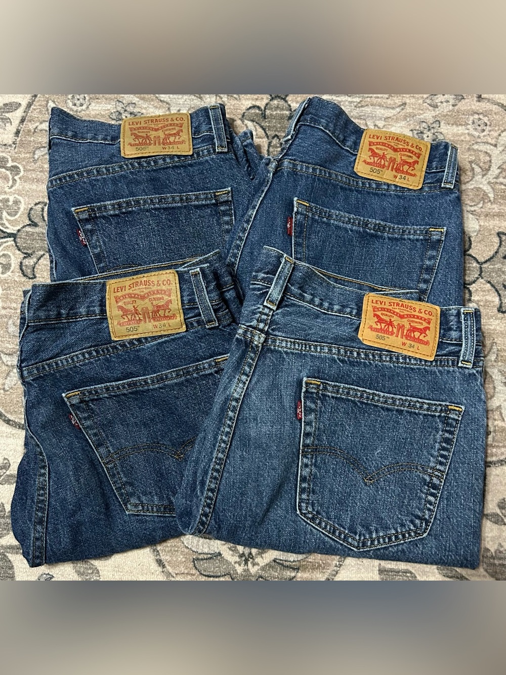 Levis 505 Denim Jean Shorts Mens Size 34 *LOT OF 4* Zip Fly 9.5" Ins Medium Wash